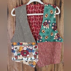 Vintage Handcrafted Vest Raggedy Ann & Andy XL Ceramic Heart Button Up